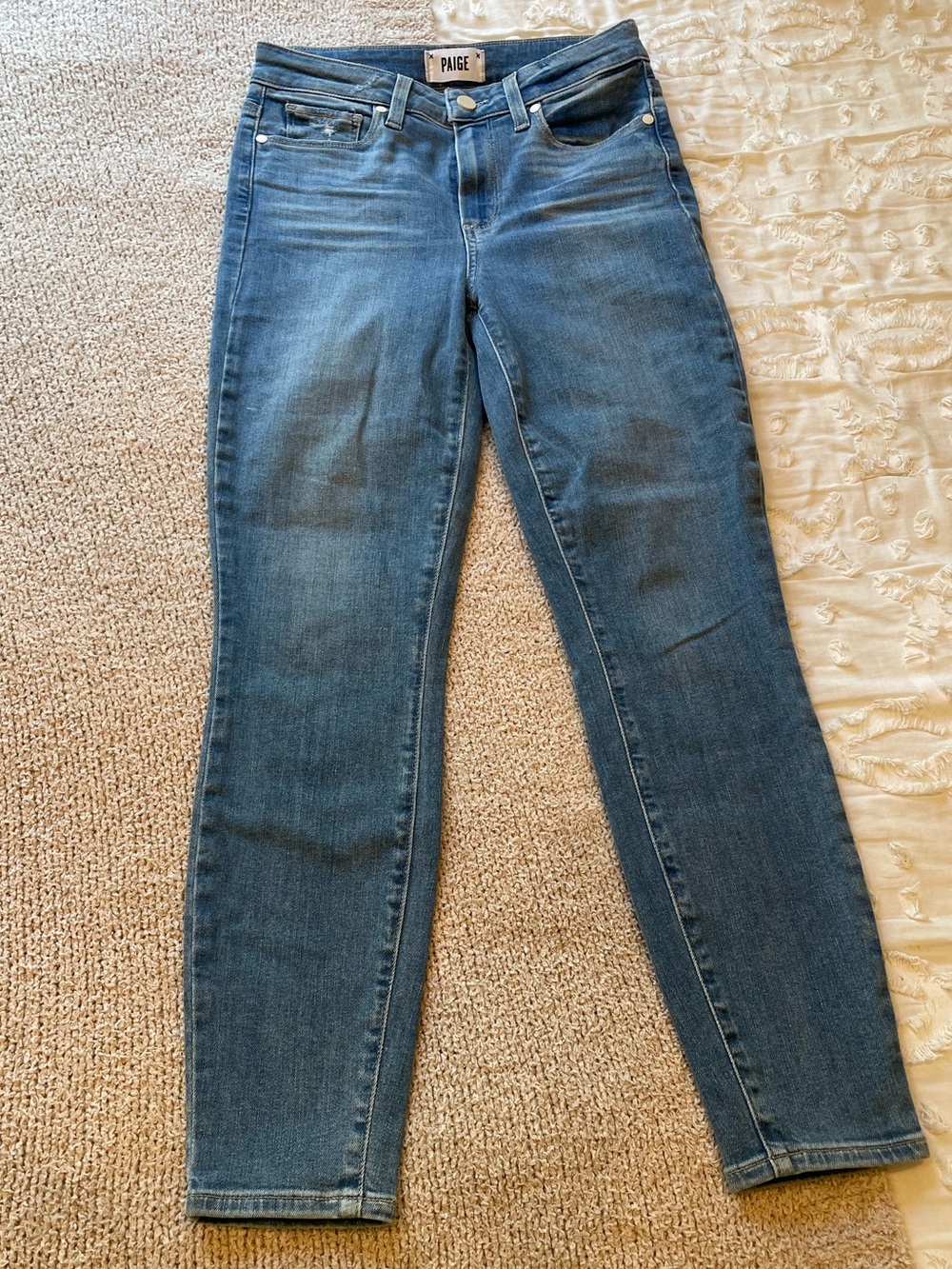 PAIGE Denim Mid-Blue High-Rise Hoxton Crop Skinny Jeans EUC - size 26